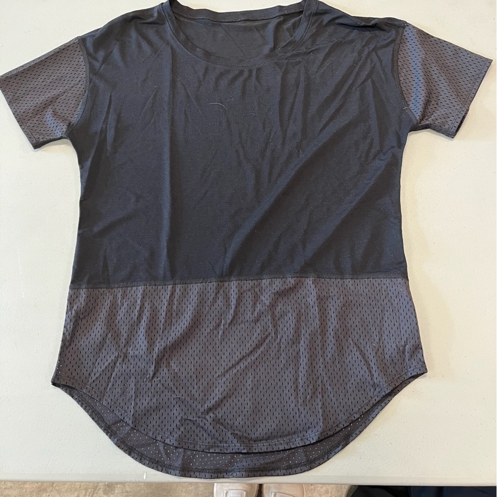 Black Mesh Panel T-Shirt